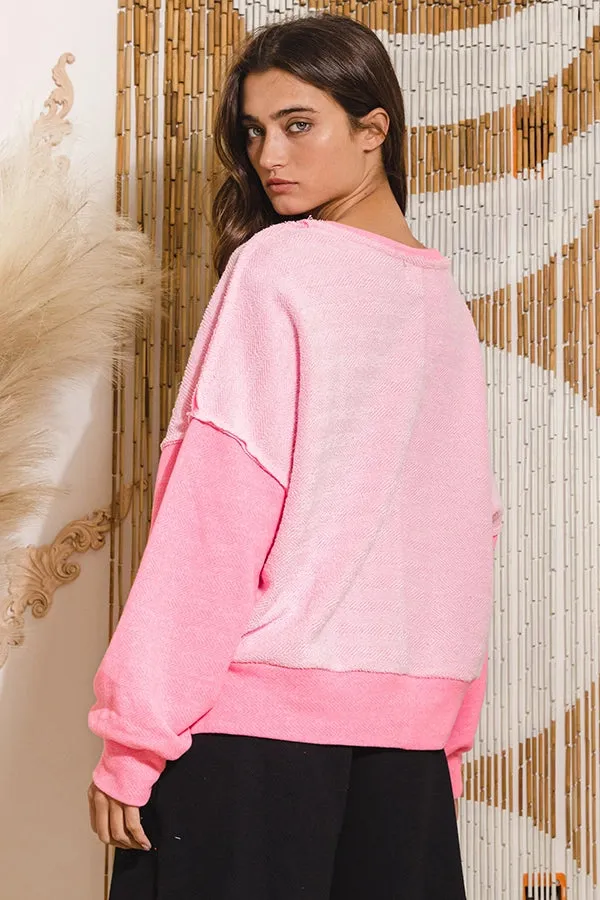 Raw Edge Pink Sweatshirt