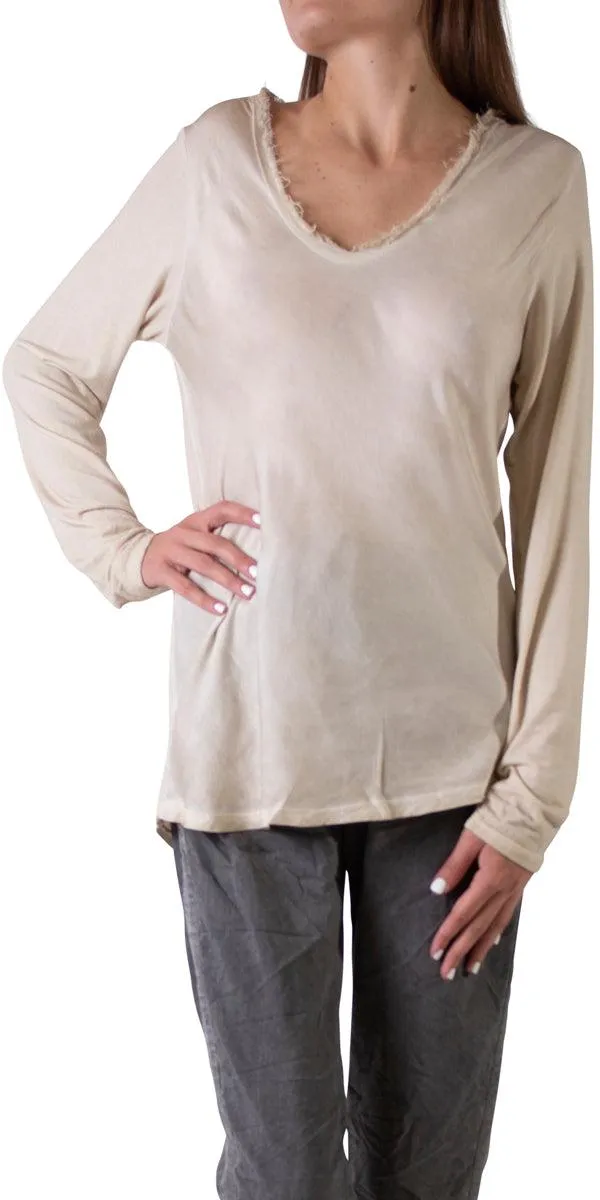 Rita Raw Edge Long Sleeve Top