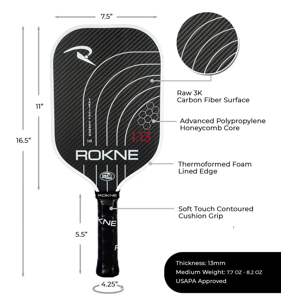 Ronke Pickleball Paddle Taktical Carbon 13mm