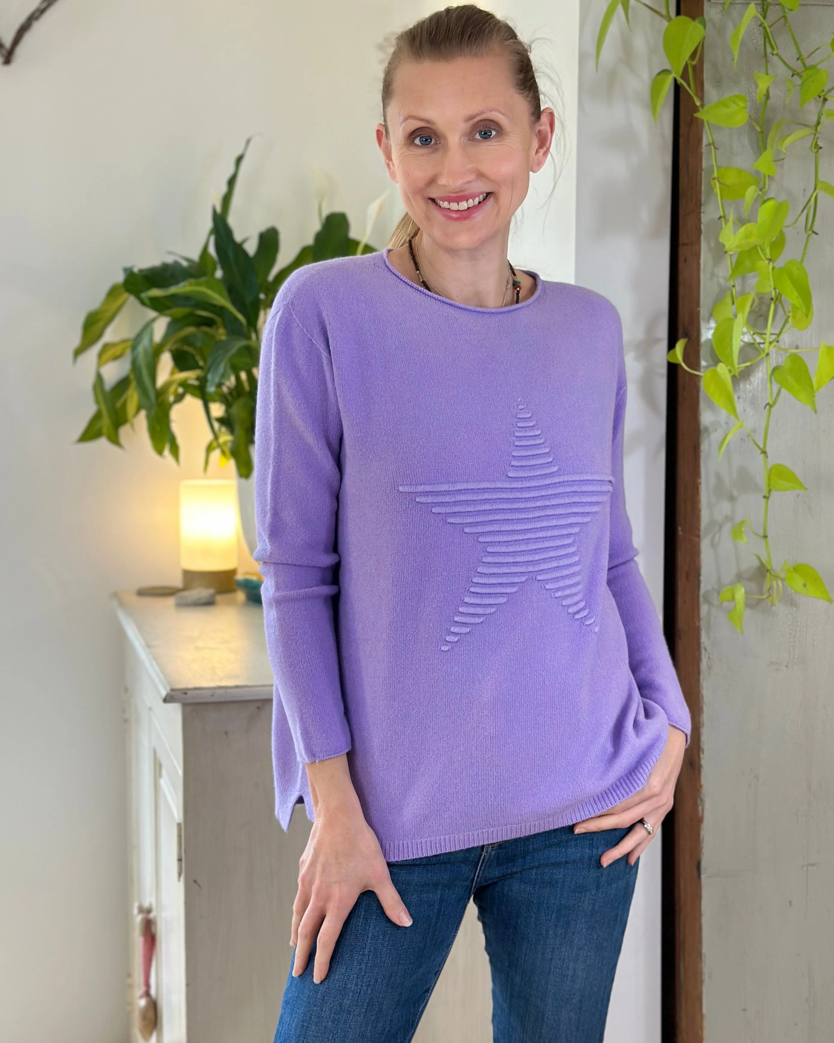 Soft Knit Appliqué with Star Jumper - Lavender