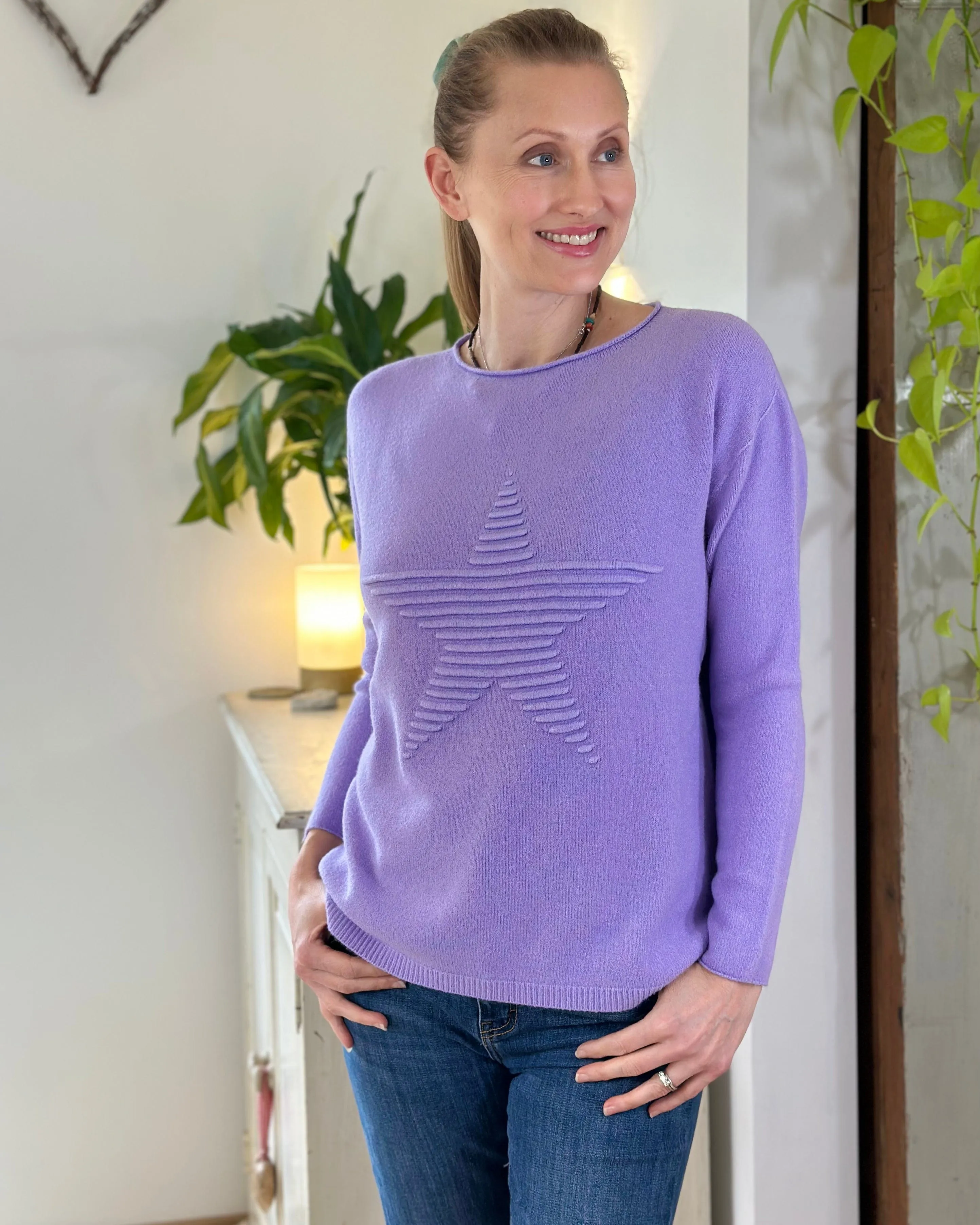 Soft Knit Appliqué with Star Jumper - Lavender