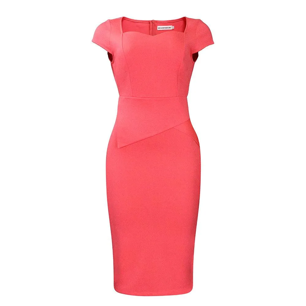 Solid Color Sheath Work Dress