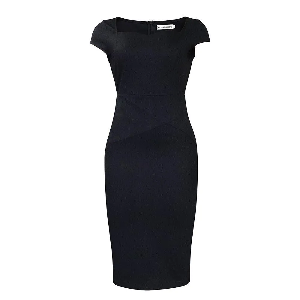 Solid Color Sheath Work Dress