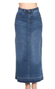 Stretch Denim Basic Long Skirt