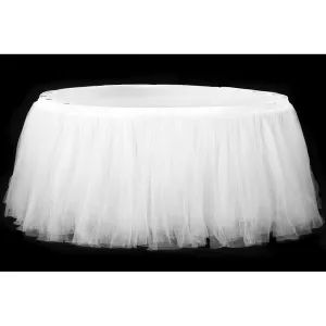 Tulle Tutu 14ft Table Skirt - White