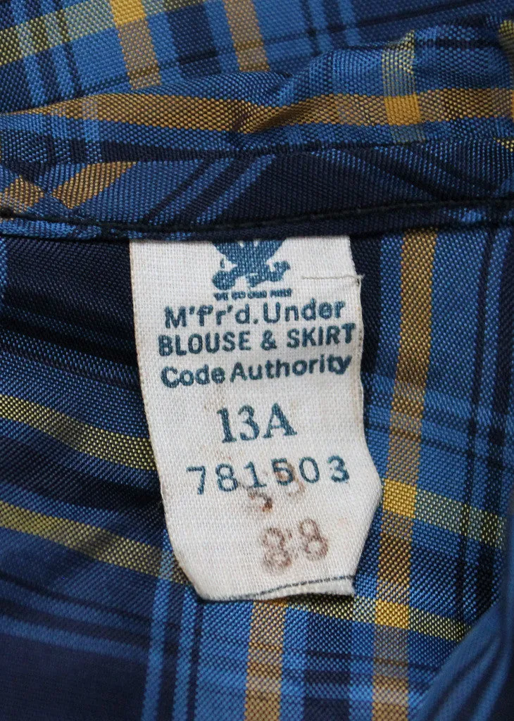 Vintage 1930s Plaid Silk Blouse with an NRA Label