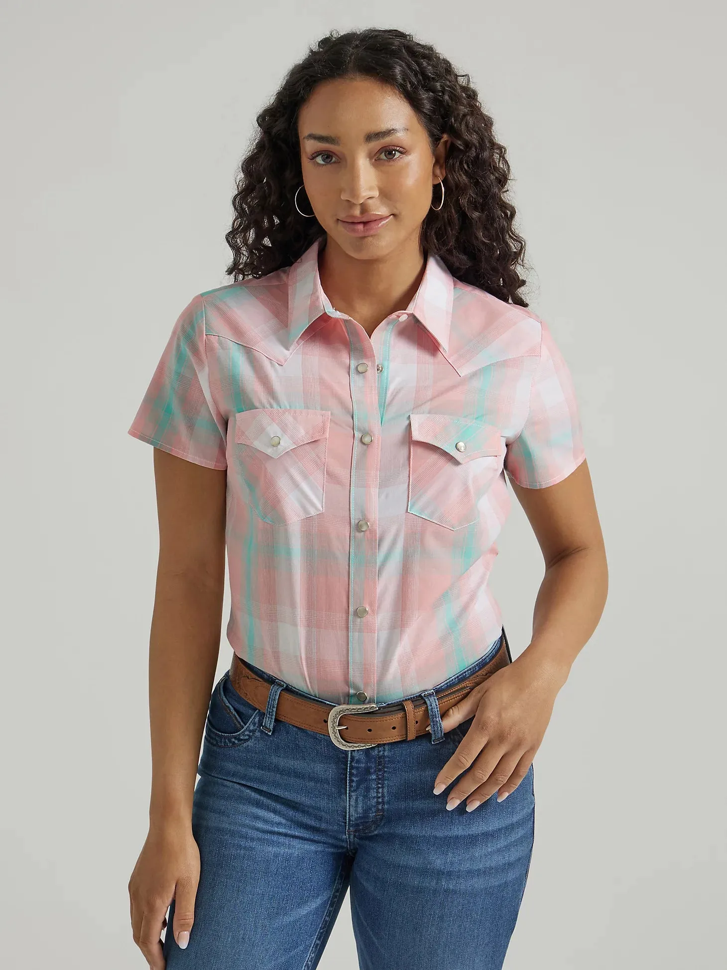 Women's Wrangler Plaid Short Sleeve Snap Shirt