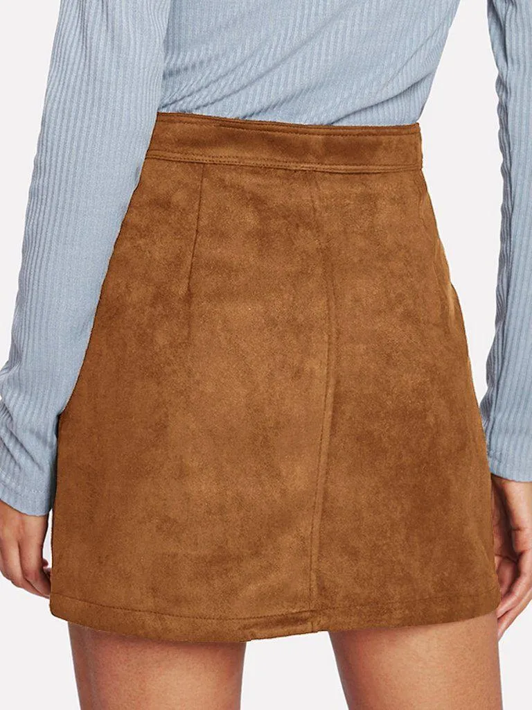 Zip Front Dual Pocket Skirt